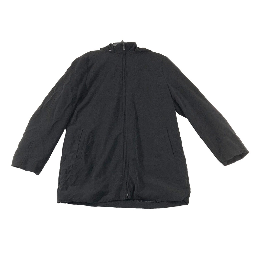 Calvin Klein Coat Women's Large‎ Black Heavy Jacket Zip Up Removable Hood Winter